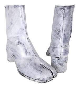 Maison Margiela Tabi Ankle Boots H60 US 12 EU 45 Mens Painted White Black $1675